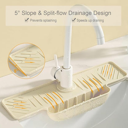 Silicone Faucet Mat with Sponge Holder, Sink Splash Guard, Faucet Draining Mat - Image 6