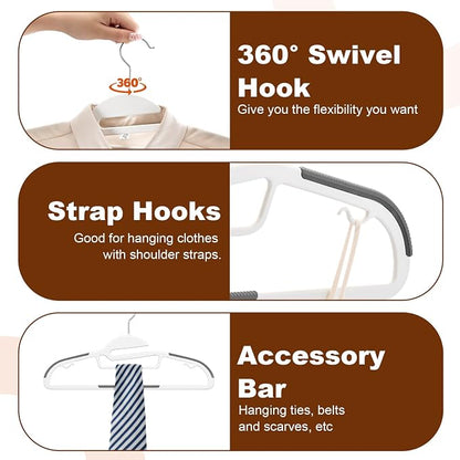 HOUSE DAY White Plastic Hangers 50 Pack, Slim Space Saving, Non Slip Hangers - Image 3