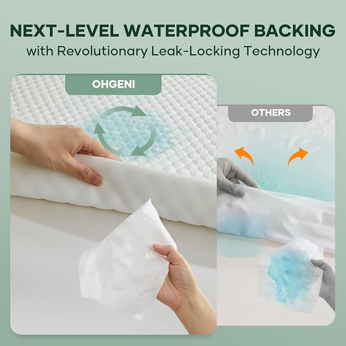 OhGeni 100% Waterproof Mattress Protector, Fitted Sheet, Full -2 Pack - Image 8