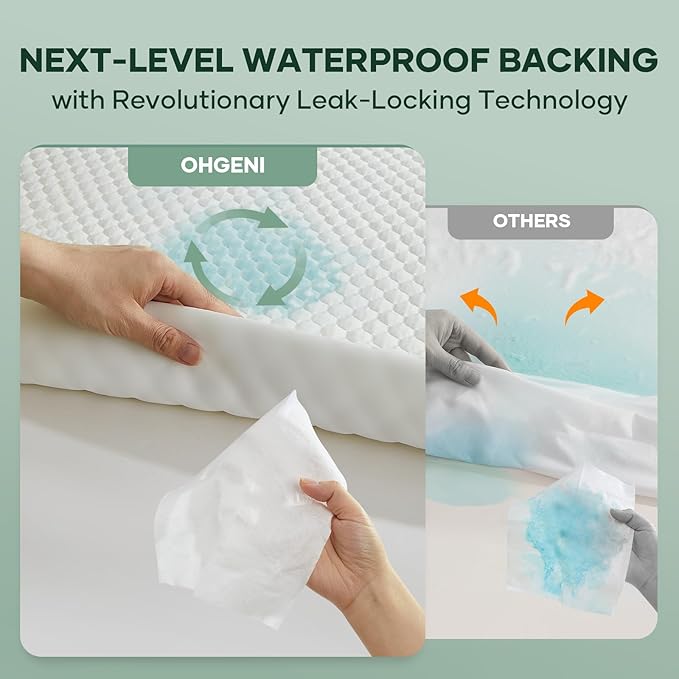 OhGeni 100% Waterproof Mattress Protector, California King Size Mattress Pad - Image 3