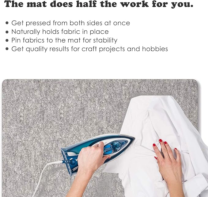Wool Pressing Mat for Quilting - 9" x 9" Portable Travel Size Felt Ironing Pad 1/2" Thick, 100% New Zealand Wool for Ironing, Sewing, Cutting on Ironing Board, Tabletop, Dryer, Countertop
