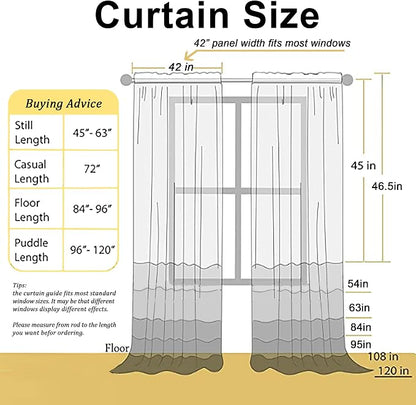 Chyhomenyc White Sheer Curtains 45 Inch Long 2 Panels, Short Voile Drapes - Image 7