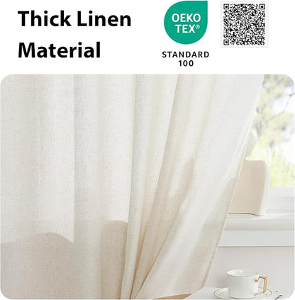 NICETOWN Door Window Curtains 80 inch Length, Farmhouse Linen Textured Front - Image 2