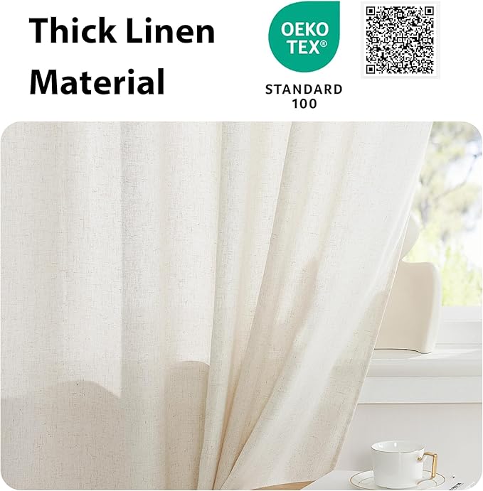 NICETOWN Natural French Door Curtain Farmhouse Style Light Filtering Curtain - Image 5