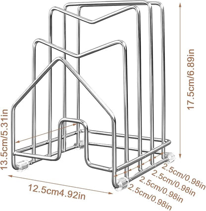2 Pack Pot Lid Organizer Cutting Board Holder Inside Cabinet 304 Stainless - Image 8
