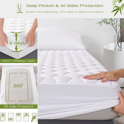 GRT Twin Mattress Protector Waterproof, Rayon from Bamboo, Cooling Quilted - Image 4