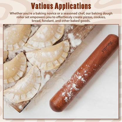 4 Pcs Sapele Wood French Rolling Pin Set Tapered and Mini Wooden Rolling - Image 5