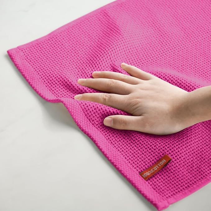Artoid Mode 100% Cotton Rose Red Waffle Weave Kitchen Dish Cloths, 13x28 Inch - Image 6