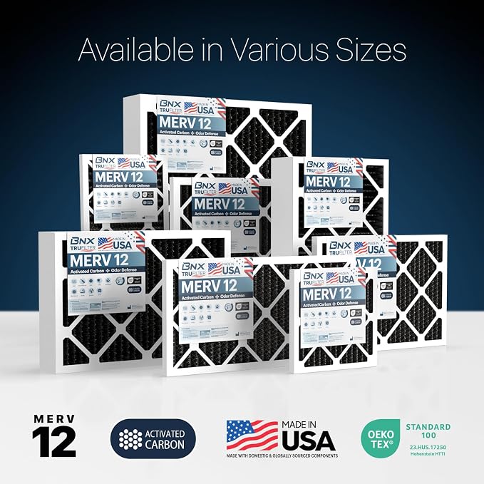 BNX TruFilter 16x25x1 MERV 12 Odor Defense AC Furnace Air Filter - Image 9