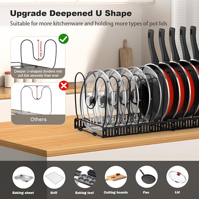 Housolution 2 Pack Pot and Pan Organizer, Pan Lid Holder Storage Rack - Image 2