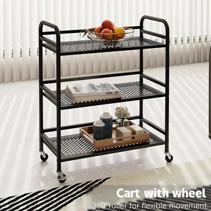 HDANI 3 Tier Metal Rolling Heavy Cart Supports 40 Lbs Per Tier, Rolling Cart - Image 2