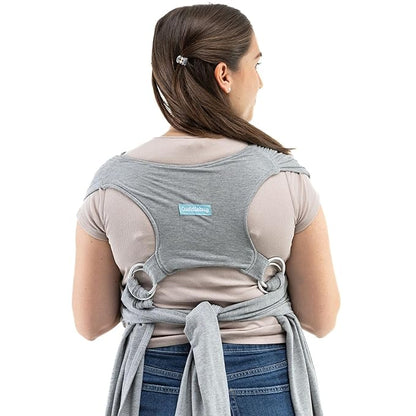 CuddleCarry™ Pre-Wrapped Baby Ring Sling by CuddleBug - Adjustable, Lightweight Baby Carrier Wrap - Ergonomic Front Carry for Newborn to Toddler (0-36m, 8-35 lbs) - Gray