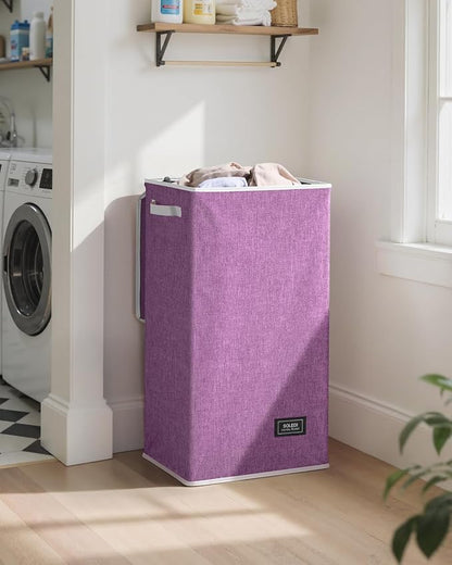 SOLEDI Laundry Hamper with Lid 100L Large & Tall Collapsible Laundry Basket, Clothes Hamper with Bag Removable Easy to Carry, Dirty Hampers for Bedroom, Bathroom, Dorm, College, Purple