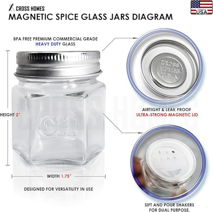 20 Pack Magnetic Spice Jars for Refrigerator, Hexagon Glass Magnetic Spice Jar - Image 3