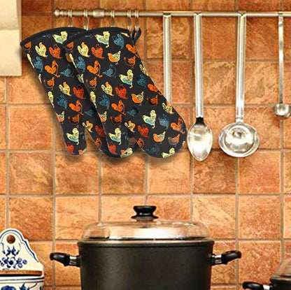 Oven Mitts Gloves 1 Pair Heat Resistant 480 ℉ Non Slip Clear Silicone Printed - Image 8