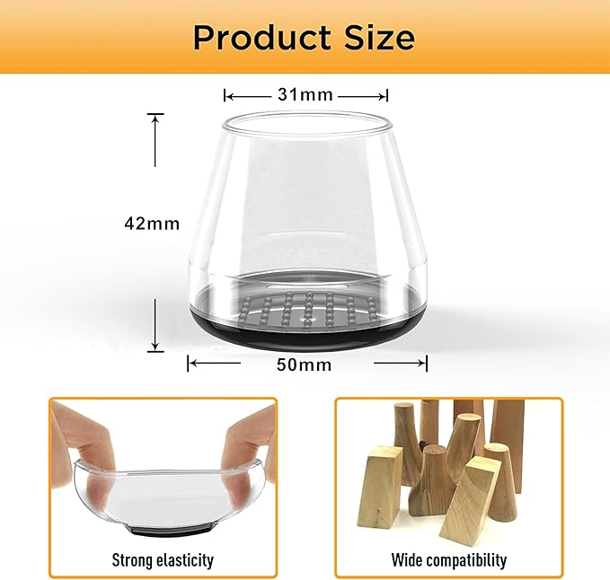 Furniture Sliders,16 PCS Chair Leg Sliders for Carpet, Furniture Movers Sliders, Carpet Chairs Furniture Glides, Floor Protectors, Carpet Moving Sliders Easily Move.(Clear, Fit:1.62-2").