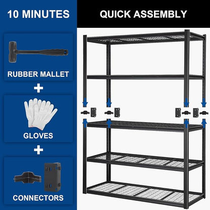 BILT HARD 60" W x 24" D Garage Shelving 3500 LBS, Heavy Duty 5-Tier Metal - Image 8
