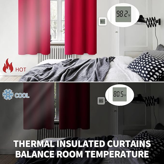 BGment Red Blackout Curtains 54 Inches Length - Image 3