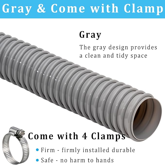 Dust Collection Hose 2.5 in × 5 ft Heavy Duty Flexible PVC Reinforced Thicken - Image 3