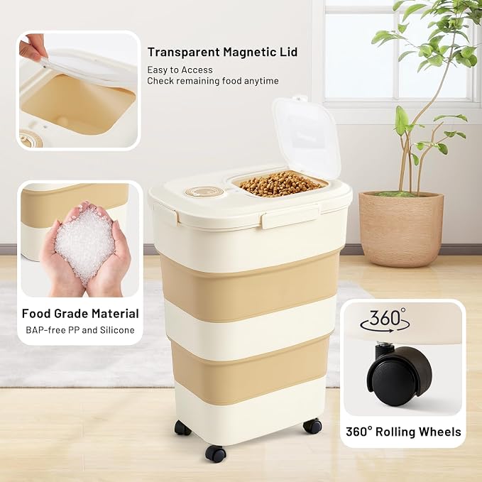 ZOMISIA 40-50lbs Dog Food Storage Container, Large Capacity Collapsible - Image 4