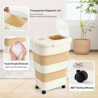 ZOMISIA 40-50lbs Dog Food Storage Container, Large Capacity Collapsible - Image 4