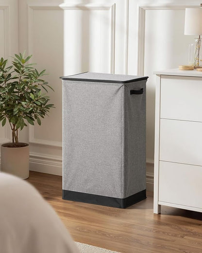 SOLEDI Laundry Hamper with Lid 100L Large & Tall Collapsible Laundry Basket, Clothes Hamper with Bag Removable Easy to Carry, Dirty Hampers for Bedroom, Bathroom, Dorm, College, Grey