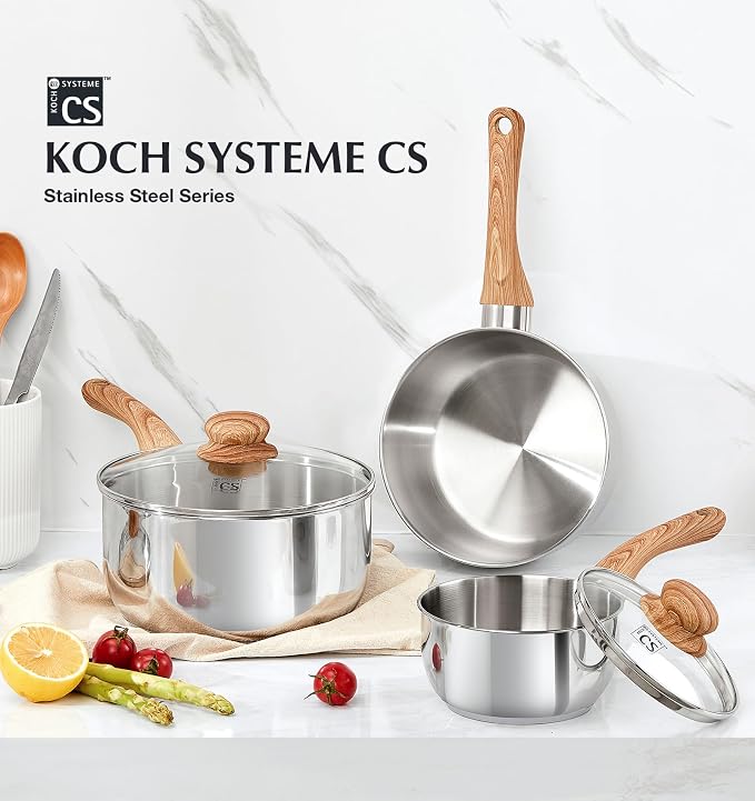 KOCH SYSTEME CS Stainless Steel Saucepan 6PCS, Stainless Steel Pot 1.5QT & 2QT - Image 8