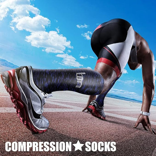 CHARMKING Compression Socks for Women & Men Circulation (3 Pairs) 15-20 mmHg is Best Support for Athletic Running Cycling