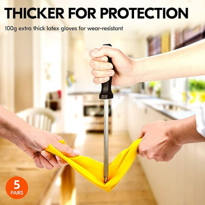 Vgo... 5-Pairs Reusable Household Gloves, Rubber Dishwashing gloves, Extra - Image 3
