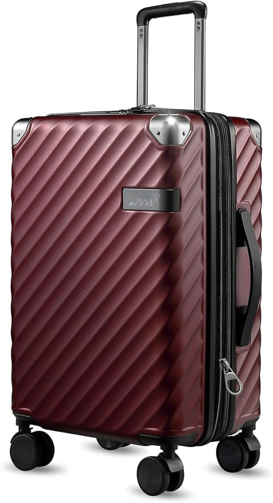 LUGGEX Luggage with Spinner Wheels - Expandable Hard Shell Suitcase With Wheels, Carry-On 20-Inch, Cherry