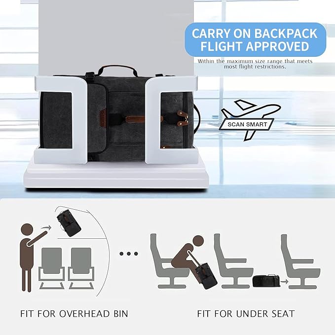 G-FAVOR Travel Backpack for Men, 40L Flight Approved Carry On Backpack, Water Resistant Canvas Weekender with 17.3" Laptop Sleeve, Convertible Duffel Bag for Airplane, Business & Travel