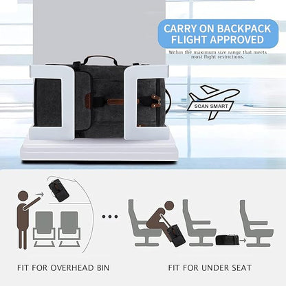 G-FAVOR Travel Backpack for Men, 40L Flight Approved Carry On Backpack, Water Resistant Canvas Weekender with 17.3" Laptop Sleeve, Convertible Duffel Bag for Airplane, Business & Travel