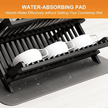 Greenual Black Bamboo Dish Drying Rack - Image 6