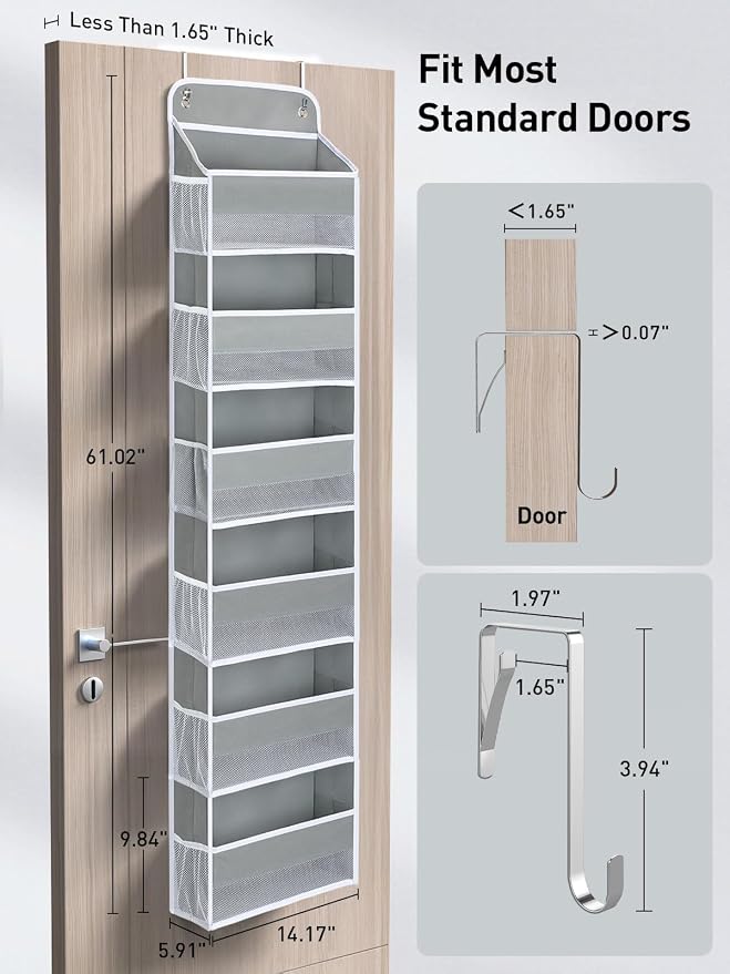 Yecaye 3 Pack Over The Door Organizer, 6-Tier Closet Door Hanging Organizer - Image 7