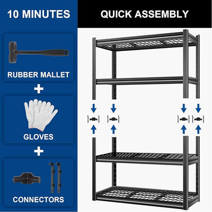 BILT HARD 46" W x 24" D x 72" H Heavy Duty Garage Shelving, 4-Tier Industrial - Image 8