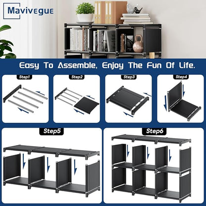Mavivegue Book Shelf, 6 Cube Storage Organizer, DIY Bookcase, Metal Cube - Image 8