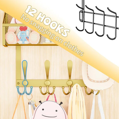 Over The Door Hooks Organizer, Coat Rack Over The Door Storage Hanger Towel Rack - Image 4