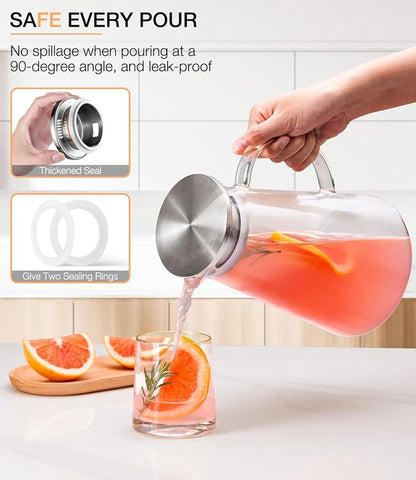 LUNA&MANTHA Glass Pitcher, 2 Liter 68oz Water Pitcher - Image 2