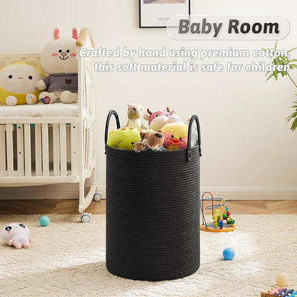 Laundry Basket, Woven Cotton Rope Laundry Hamper, 100L - Image 4