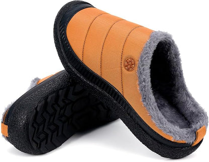 Womens Mens House Slippers Slip on Snow Winter Warm Fully Fur Lined Slippers - Image 5
