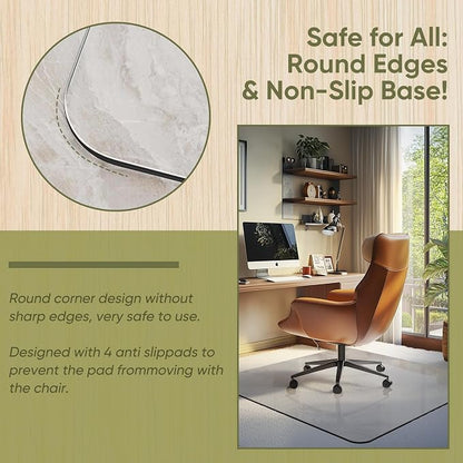 Office Chair Mat for Carpet & Hardwood, Upgraded 45" x 45" Tempered Glass Chair - Image 4