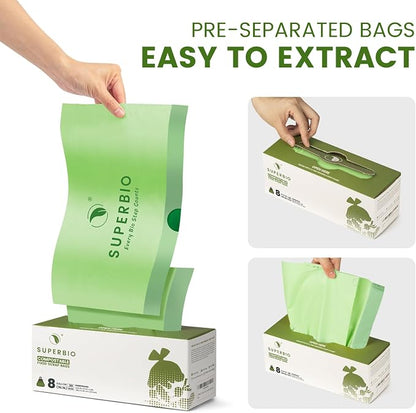 SUPERBIO 8 Gallon Compostable Drawstring Kitchen Waste Bags, 30.3 Liter - Image 3