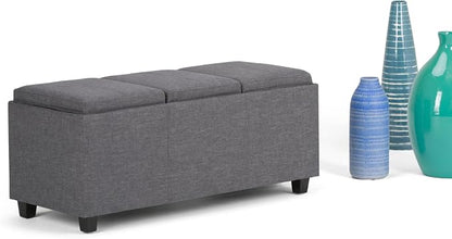 SIMPLIHOME Avalon 42 Inch Wide Contemporary Rectangle Storage Ottoman in Slate - Image 10