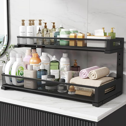 1 Pack 20.47IN Depth Under Sink Storage Organizer, Large 2-Tier Elegant Mesh - Image 7