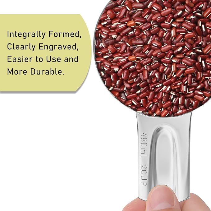 1PCS 2Cup Single Measuring Cup, Stainless Steel Measure Scoop, Metric and US - Image 3