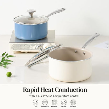 Redchef Ceramic Sauce Pan with Lid, 2.5QT Small Saucepan, Nonstick Cooking Pot - Image 6