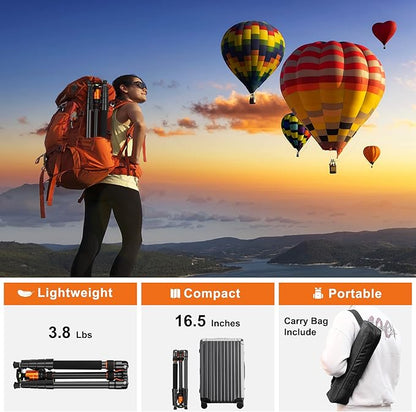 JOILCAN Tripod for Camera, 81" Aluminum Camera Tripod Stand, 83" DSLR Tripods & Monopods, Heavy Duty Travel Tripod for Binoculars Spotting Scope Telescope, Max Load 35lb