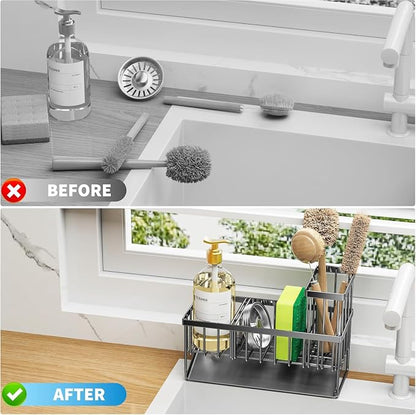 USTECH Kitchen Sink Organizer, Sponge Holder, Countertop Organizer, Brush Holder - Image 8