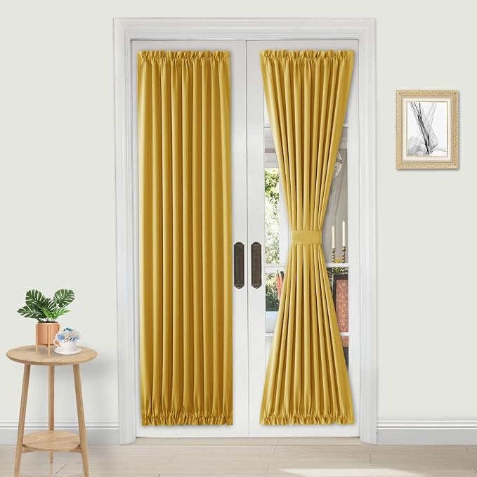 DWCN French Door Curtains – Rod Pocket Thermal Blackout Curtain by DWCN