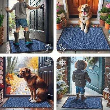 Smiry Front Door Mat Outside Entrance, Heavy Duty Outdoor Indoor Natural Rubber - Image 7